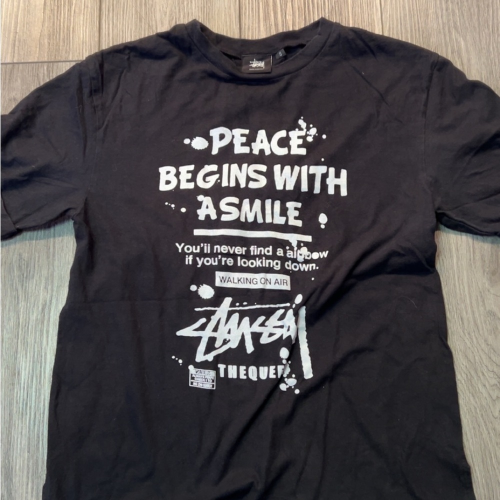Stussy Black Short Sleeve Tee with Graphic Design